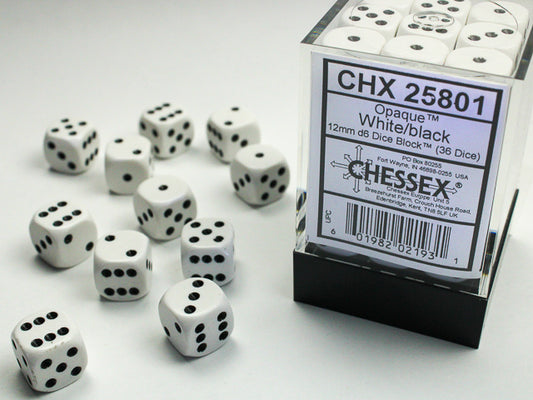 Chessex - Opaque White/Black 36d6