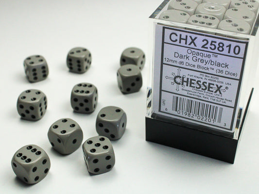 Chessex - Opaque Dark Grey/Black 36d6