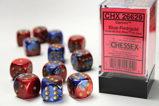 Chessex - Gemini Blue-Red/Gold 16mm 12d6