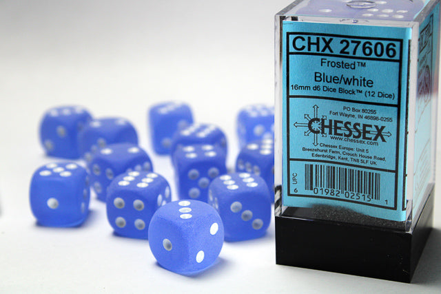 Chessex - Frosted Blue/White 16mm 12d6