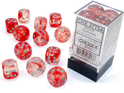 Chessex - Nebula Red/Silver Luminary 16mm 12d6