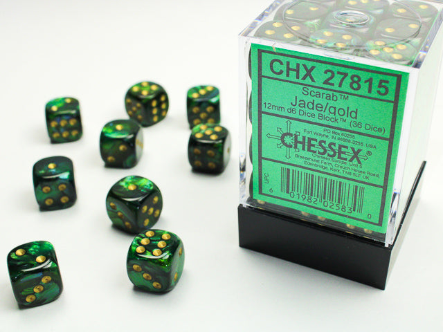 Chessex - Scarab Jade/Gold 36d6