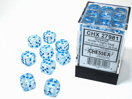 Chessex - Borealis Icicle/Light Blue Luminary 36d6