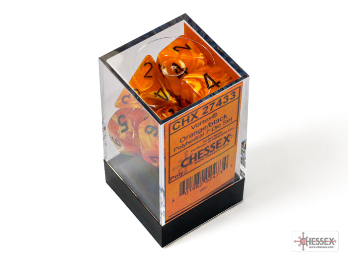 Chessex - Vortex Orange/Black 7-Dice Set