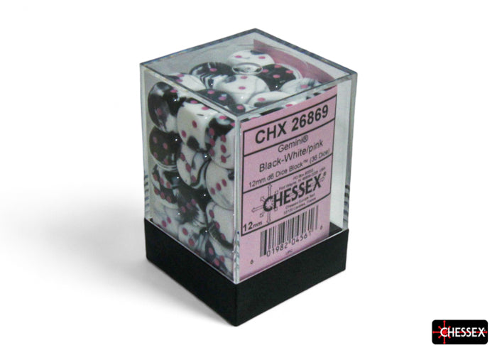 Chessex - Gemini Black-White/Pink 36d6