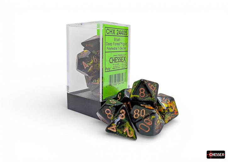 Chessex - Brush Deep Forest/Gold 7-Dice Set