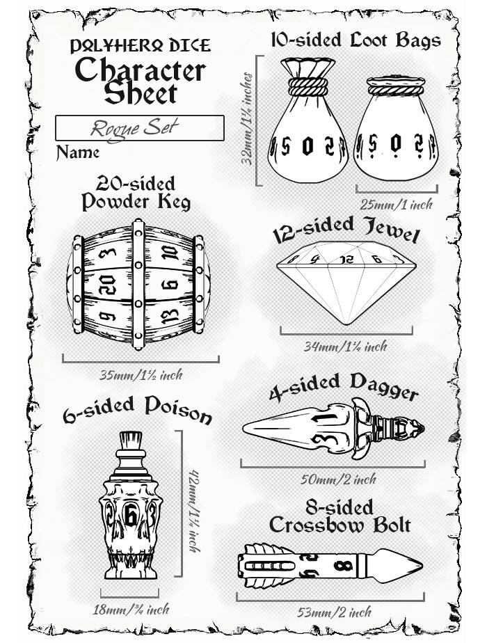 Game Salute - The Rogue Midnight Blue/ Silver Starlight 7-Dice set