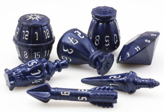 Game Salute - The Rogue Midnight Blue/ Silver Starlight 7-Dice set