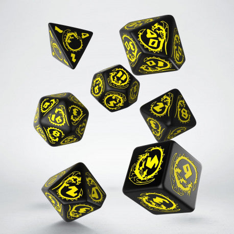 Q Workshop - Dragons Black/Yellow 7-Dice Set