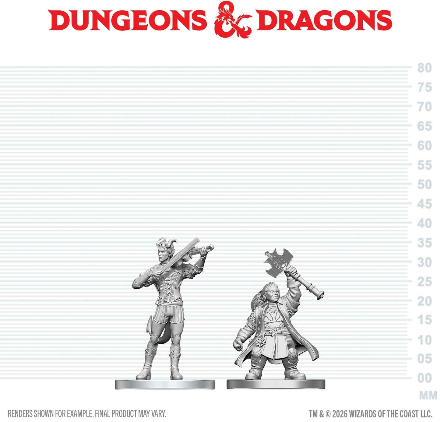 D&D Unpainted - Tiefling Bard & Dwarf Cleric
