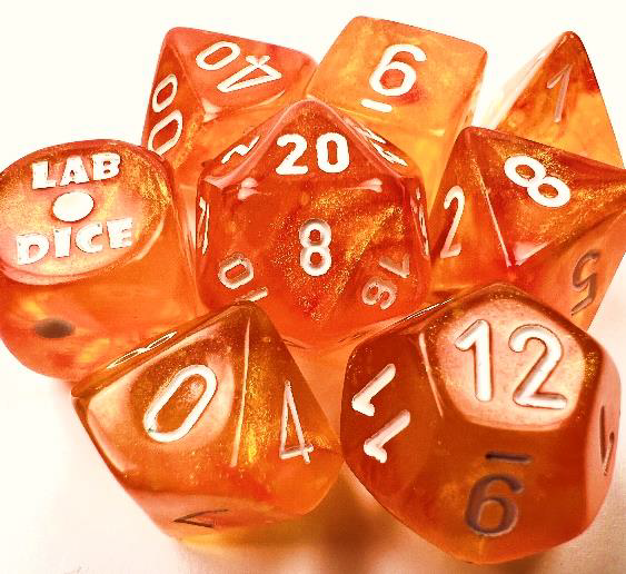 Chessex - Borealis Blood Orange/White 7-Dice Set