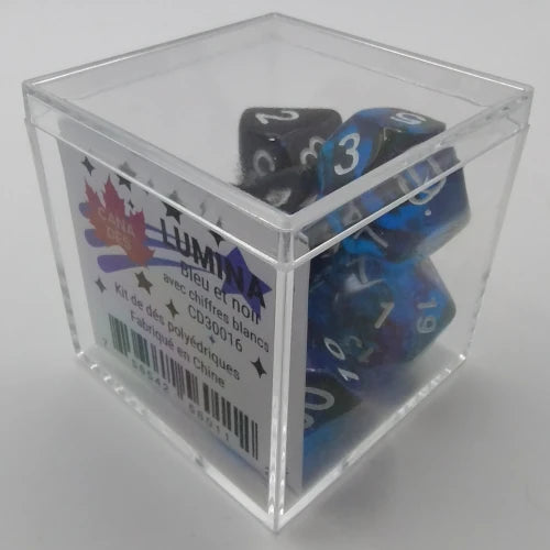 Lumina - Translucide Bleu-Noir/Blanc 7-Dice Set