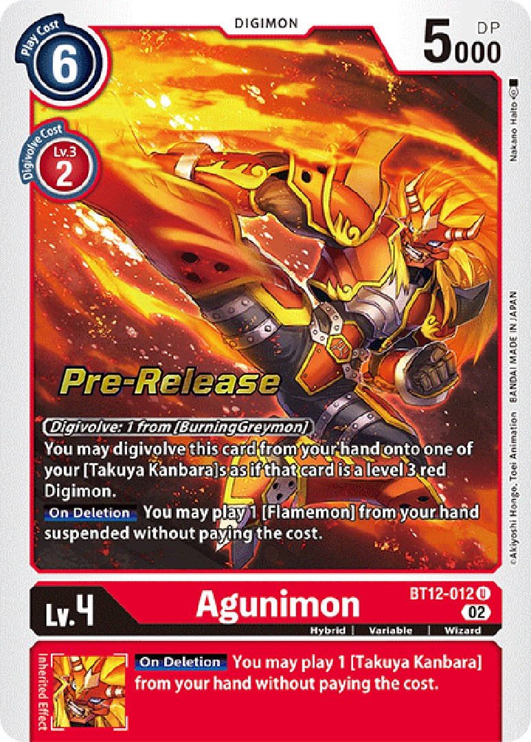 digimon card game bt12 Agunimon [BT12-012] [Across Time Pre-Release Cards] – Boutique Le Chevalier