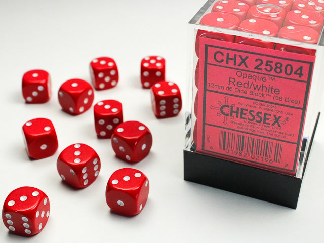 Chessex - Opaque Red/White 36d6