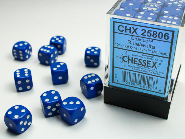 Chessex - Opaque Blue/White 36d6
