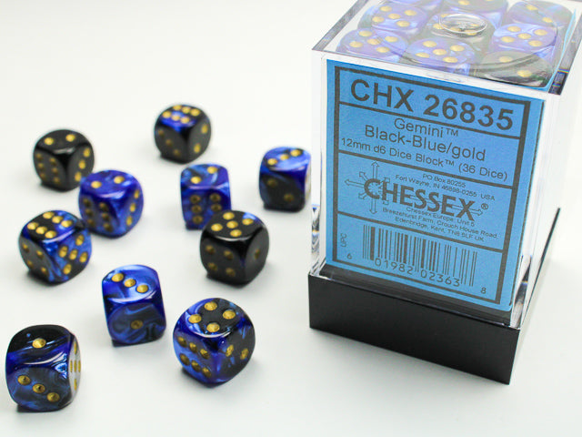 Chessex - Gemini Black-Blue/Gold 36d6