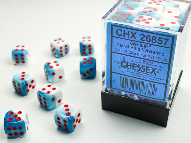 Chessex - Gemini Astral Blue-White/Red 36d6