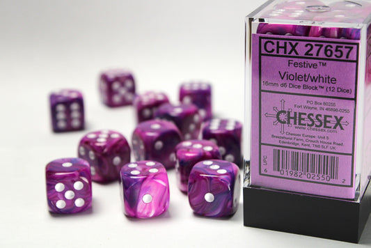 Chessex - Festive Violet/White 16mm 12d6