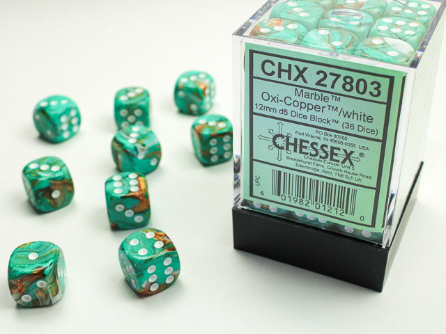 Chessex - Marble Oxi-Copper/White 36d6