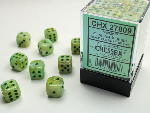 Chessex - Marble Green/Dark Green 36d6