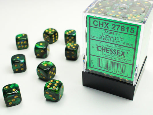 Chessex - Scarab Jade/Gold 36d6