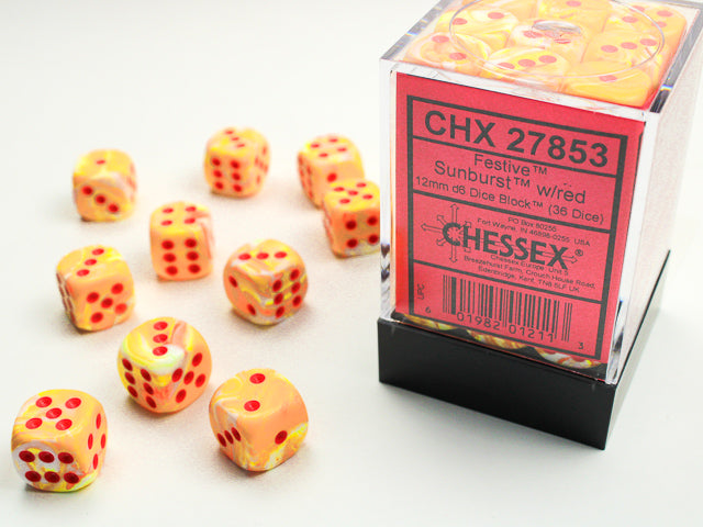 Chessex - Festive Sunburst/Red 36d6