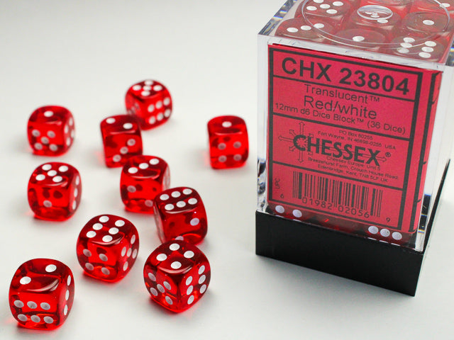 Chessex - Translucent Red/White 36d6