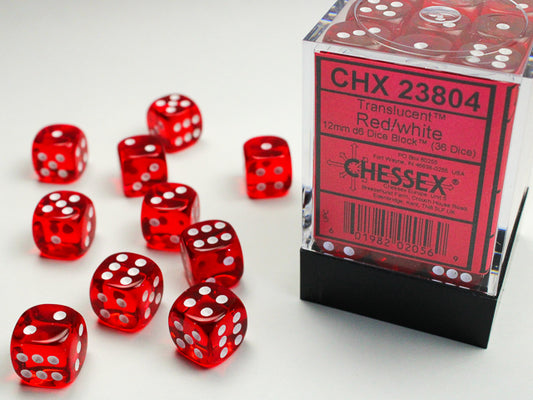 Chessex - Translucent Red/White 36d6