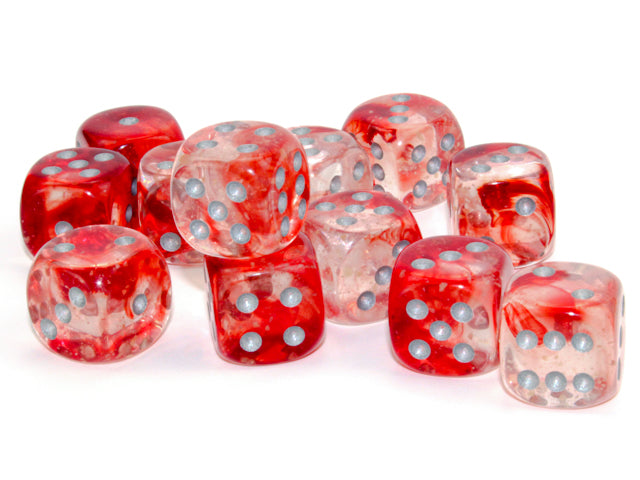 Chessex - Nebula Red/Silver Luminary 16mm 12d6