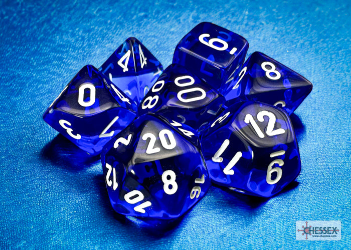 Chessex - Translucent Blue/White 7-Dice Set