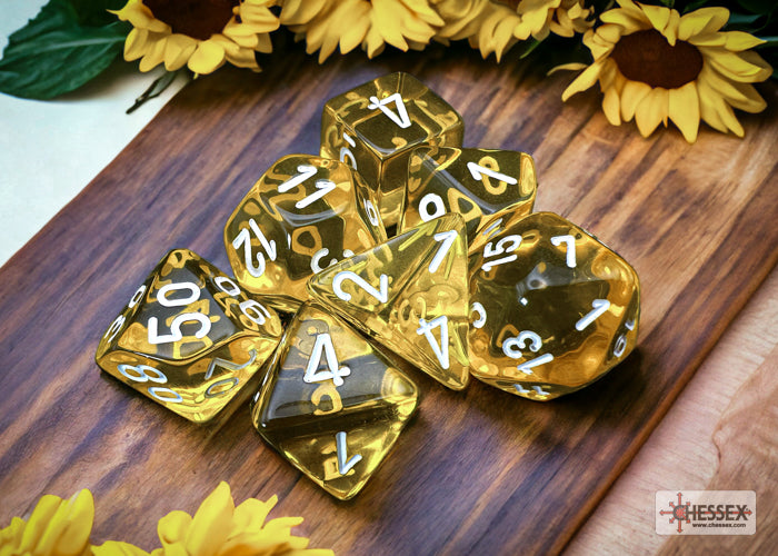 Chessex - Translucent Yellow/White 7-Dice Set