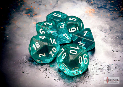 Chessex - Translucent Teal/White 7-Dice Set