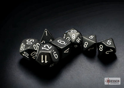 Chessex - Opaque Black/White 7-Dice Set