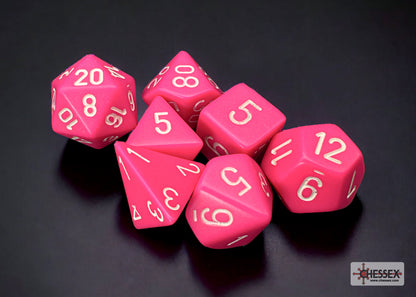 Chessex - Opaque Pink/White 7-Dice Set