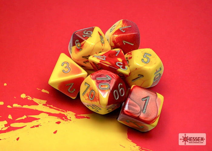 Chessex - Gemini Red-Yellow/Silver 7-Dice Set