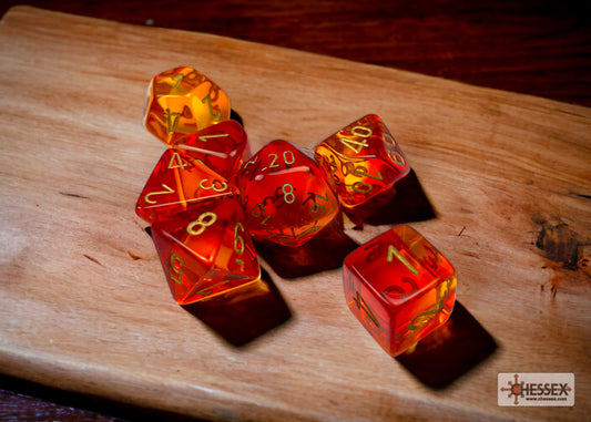 Chessex - Gemini Translucent Red-Yellow/Gold 7-Dice Set