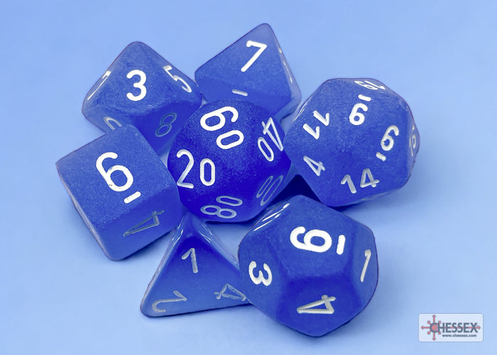 Chessex - Frosted Blue/White 7-Dice Set