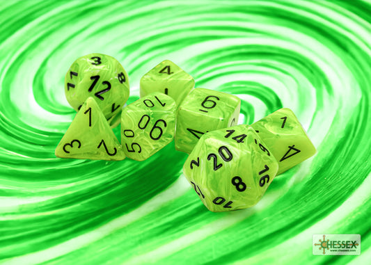 Chessex - Vortex Green/Black 7-Dice Set