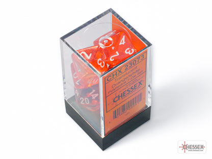 Chessex - Translucent Orange/White 7-Dice Set