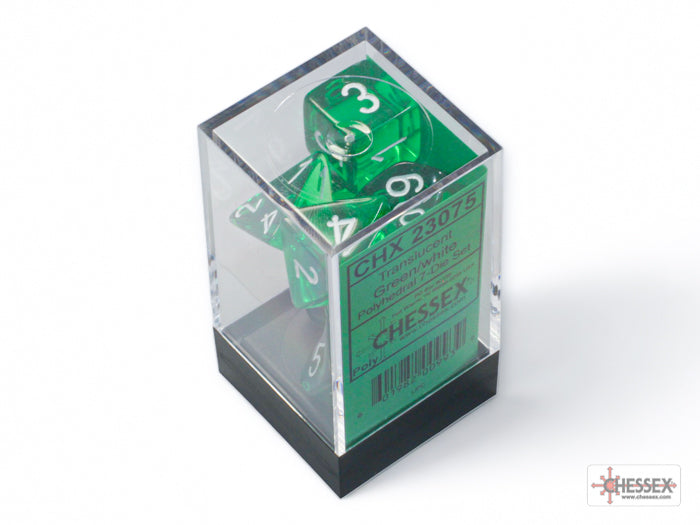 Chessex - Translucent Green/White 7-Dice Set