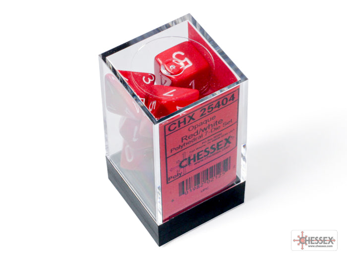 Chessex - Opaque Red/White 7-Dice Set