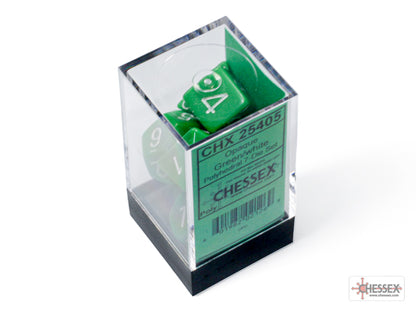 Chessex - Opaque Green/White 7-Dice Set