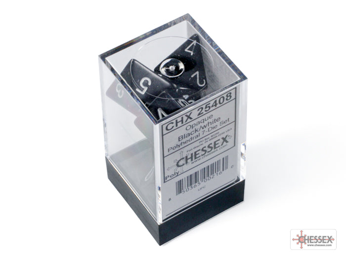 Chessex - Opaque Black/White 7-Dice Set