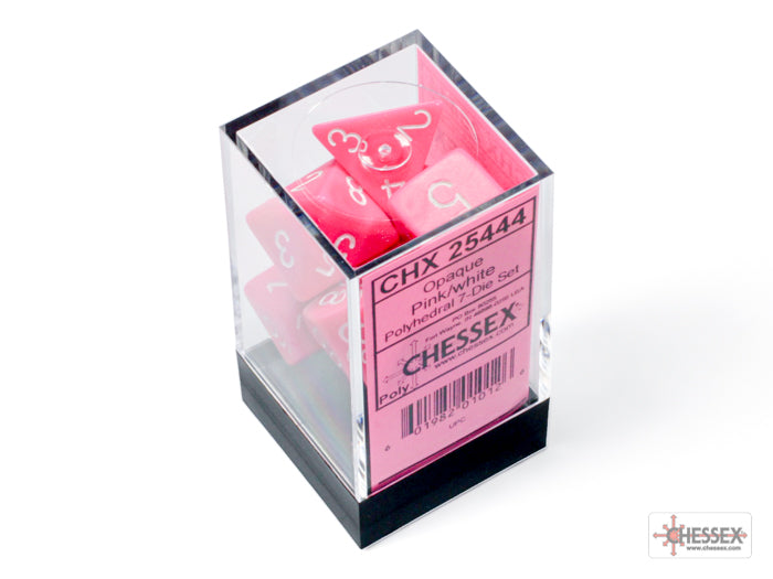 Chessex - Opaque Pink/White 7-Dice Set