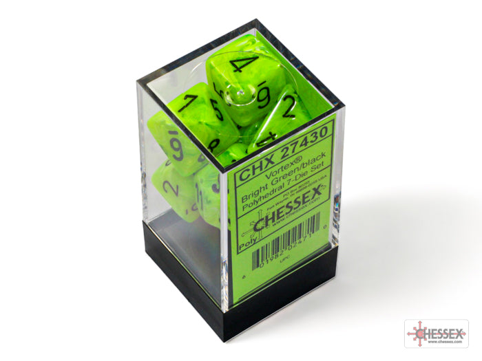 Chessex - Vortex Green/Black 7-Dice Set