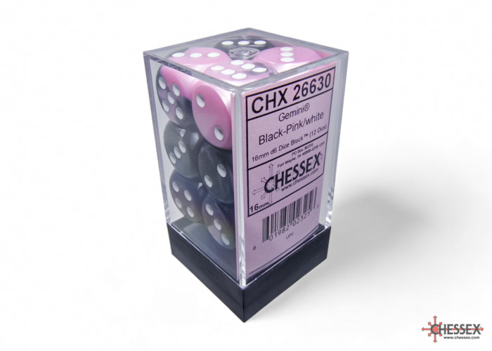 Chessex - Gemini Black-Pink/White 16mm 12d6