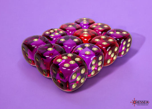 Chessex - Gemini Translucent Red-Violet/Gold 16mm 12d6