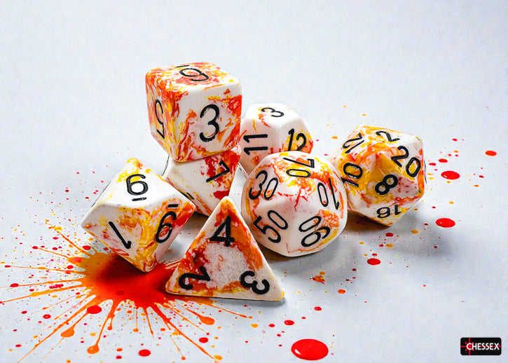Chessex - Brush Sunrise/Black 7-Dice Set