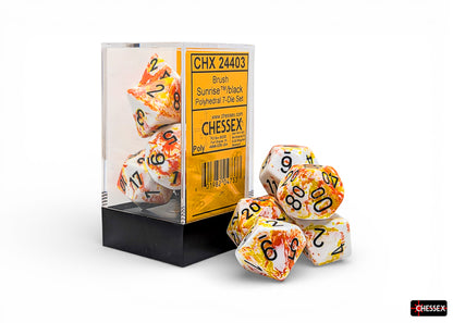 Chessex - Brush Sunrise/Black 7-Dice Set