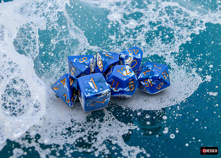 Chessex - Brush Wavebreak/Gold 7-Dice Set